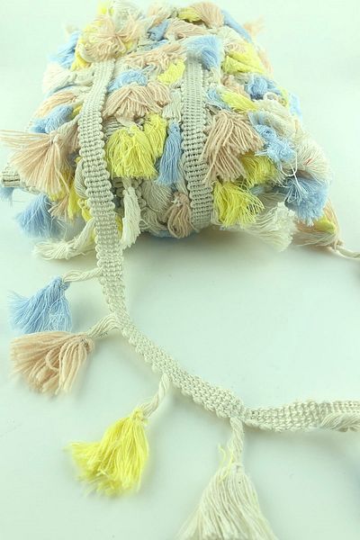 Hobigram Bej Albastru Galben Bumbac Fringe Ribbon Tassel – Design special, Accesoriu, Producție de calitate, Stil atrăgător