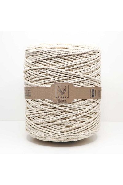 Ritzz 5mm // 3 Twist //4,25 Kg // Βαμβακερό σχοινί // Εκρού // 380 μέτρα