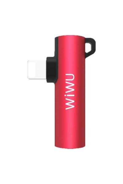 WIWU St03 Lightning Ses Adaptörü - Iphone Ipad 3.5mm Kulaklık & Lightning Şarj Dönüştürücü -kırmızı