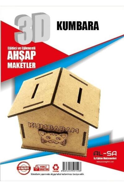 Genel Markalar 3d Ahşap Maket Kumbara Eğitici Ve Eğlenceli Oyuncak