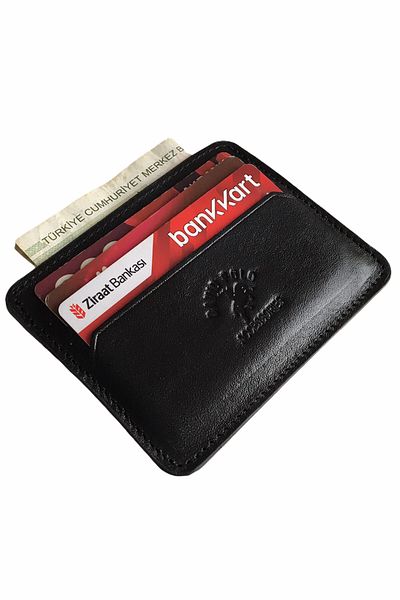 DAVID POLO Портфейл от естествена кожа в черен цвят
