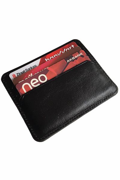 DAVID POLO Портфейл от естествена кожа в черен цвят