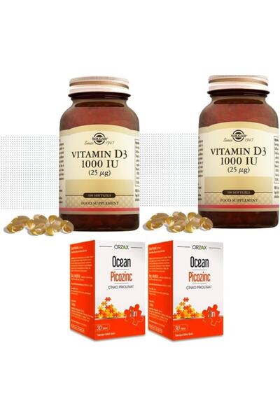 Solgar كبسولة فيتامين د3 100 كبسولة هلامية - بيكوزينج تحتوي على الزنك 30 كبسو...