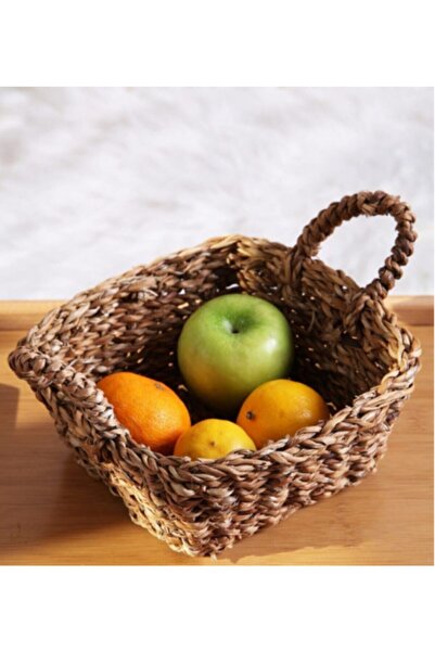 CasaLinda سلة الخبز المربعة السميكة المصنوعة من الخوص، سلة الفاكهة، سلة الخبز