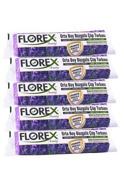 Florex Drawstring Medium Size Garbage Bag Advantage Series 5 Rolls Lavender Scented