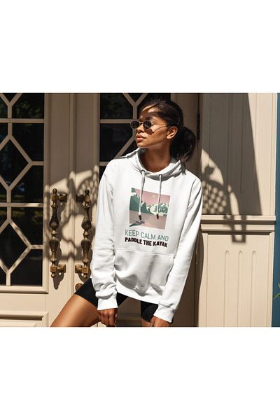 Raf Coll Φούτερ Unisex Λευκή κουκούλα με ψηφιακή εκτύπωση