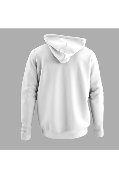 Raf Coll Φούτερ Unisex Λευκή κουκούλα με ψηφιακή εκτύπωση