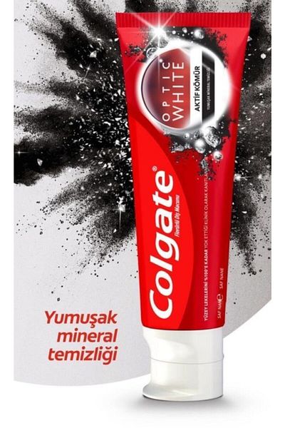 Colgate Optic White Activated Charcoal Soft Mineral Cleansing Whitening Toothpaste 4 X 50 Ml