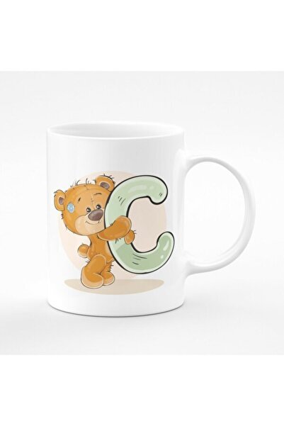 Generic Brand Letter C Printed Mug/Cup for Children with Teddy Bear