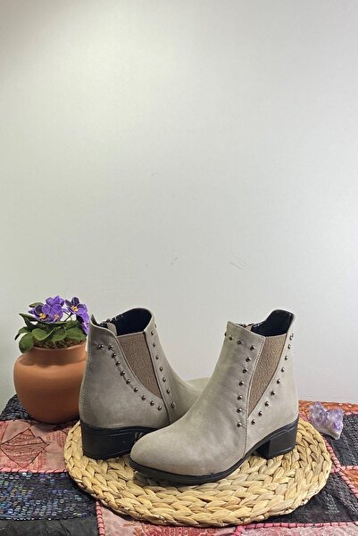 ÇEPİÇ Kadın  Vizon Süet Topuklu Bot