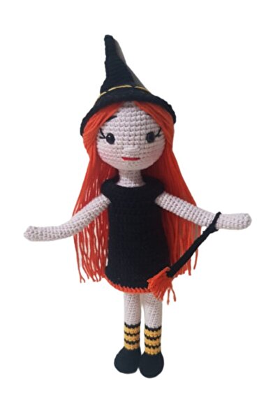 OYUNCAKPARK Süpürgeli Tatlı Cadı Bebek Amigurumi Organik Oyuncak