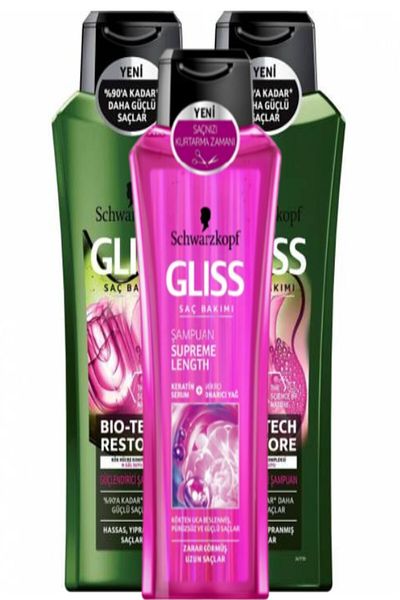 Gliss Bio Tech Strengthening Economic Shampoo - 360 Ml X 2 Pcs + Supreme 400 Ml