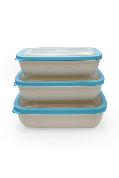 Üçsan Elegant Rectangular Storage Container Set of 3 (1.2l + 1.8l + 2.7l)
