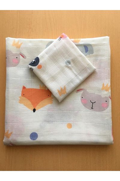 tuhafiyeci Muslin 100% Organic Cotton Fabric Cover Blanket 100x100cm