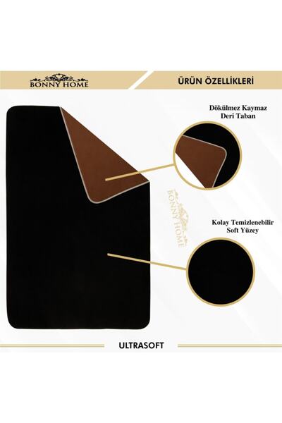 Bonny Home Set covoraș de baie, 3 bucăți, negru simplu, ultrasoft, damă sc Set scaun toaletă cu bază antiderapante