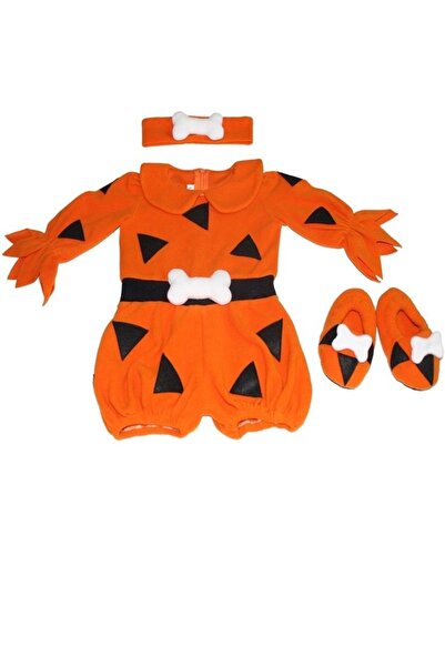 Bkmc Kız Bebek Turuncu Taş Devri Çakıl Kostümü
