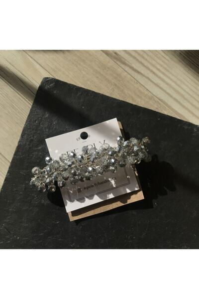 Pearly Handmade Clip de păr cu piatră de cristal afumat