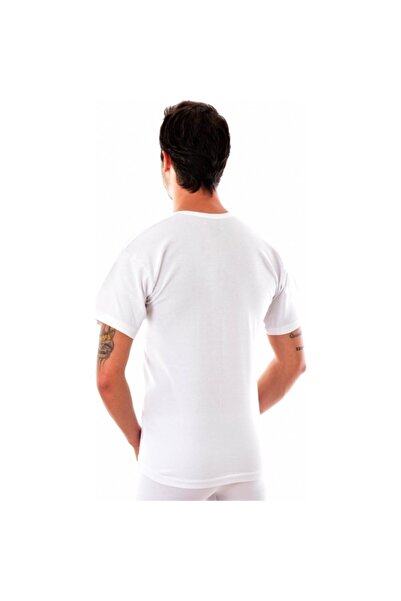 Tutku قميص داخلي رجالي أبيض مكون من 3 قطع من القطن برقبة دائرية