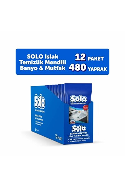 Solo Yüzey Temizleyici Islak Mendil 12'li Mutfak-banyo