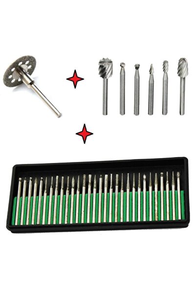 abnturk 30 Parça Elmas Aşındırıcı Çelik Uçlu Dremel Torna Freze Uç Seti