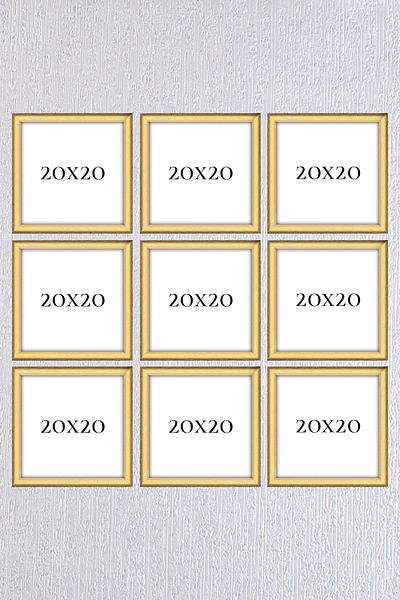 Araste Dekorasyon طقم اطار ذهبي 9 قطع 20x20