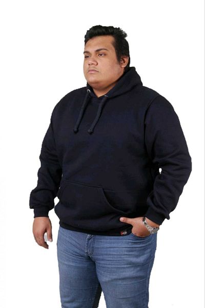 Ekis Konfeksiyon Ανδρικό φούτερ με κουκούλα Navy Blue Plus Size