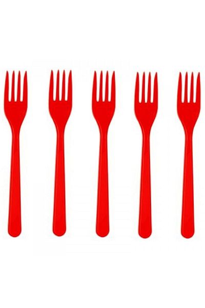 Roll-Up Red 25 Pieces Plastic Fork