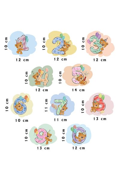 Tilki Dünyası Autocolant de perete pentru cameră pentru copii Cute Bears Numbers