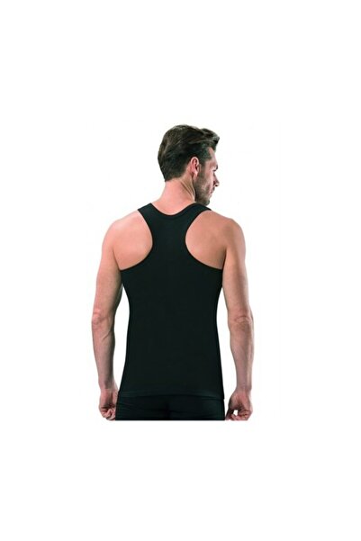 GÜMÜŞ قميص رياضي رجالي من الليكرا باللون الأسود بحزام سميك