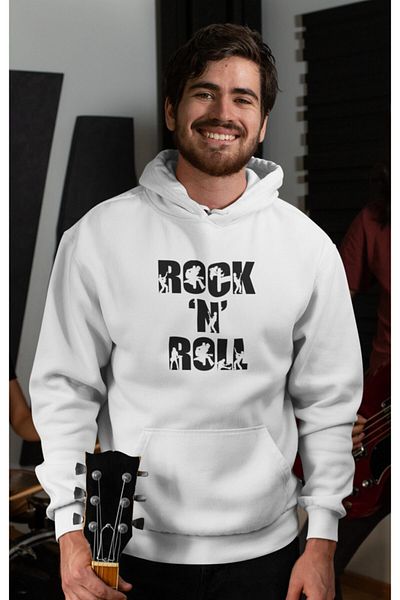 Raf Coll Φούτερ Unisex Λευκή κουκούλα με ψηφιακή εκτύπωση