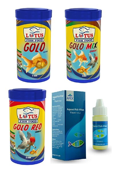 Lotus Japon Balığı Yem, Vitamin Seti, 250 Ml Gold Natural, 250 Ml Gold Red, Vitamin
