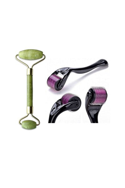 VALENTINA Διπλής Όψης Τιτανίου Dermoroller - Λίθος Ιάσπερος, 540 Βελόνες, Σετ Εργαλείων Αναγέννησης Δέρματος και Μασάζ