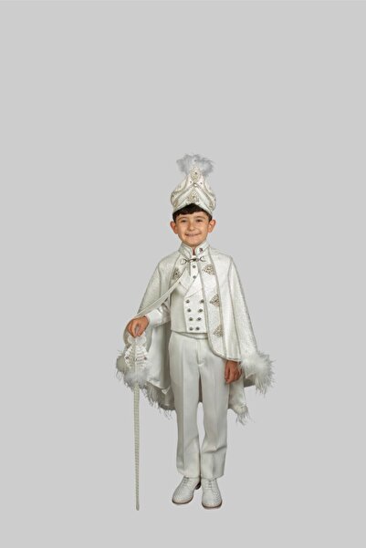 Sinan çocuk Erkek Çocuk Ekru Yıldız Broşlu Pelerin Sünnet Kıyafeti