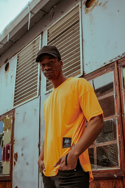 XHAN Orange Side Zipper Oversize T-shirt 1kxe1-44586-11