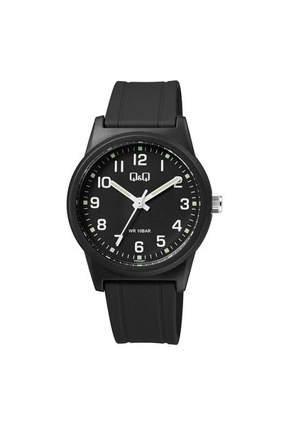 Q&Q Men's Black Highlighter Silicone Strap Waterproof Analog Wrist Watch
