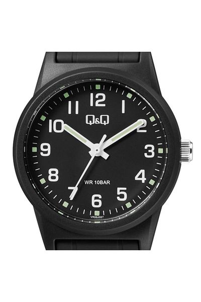 Q&Q Men's Black Highlighter Silicone Strap Waterproof Analog Wrist Watch