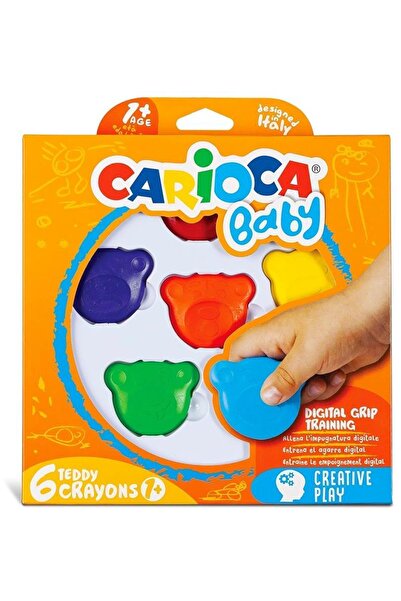 CARIOCA Teddy 6'lı Crayons Mum Boya - Süper Yıkanabilir Ve Toksit Madde Içermez