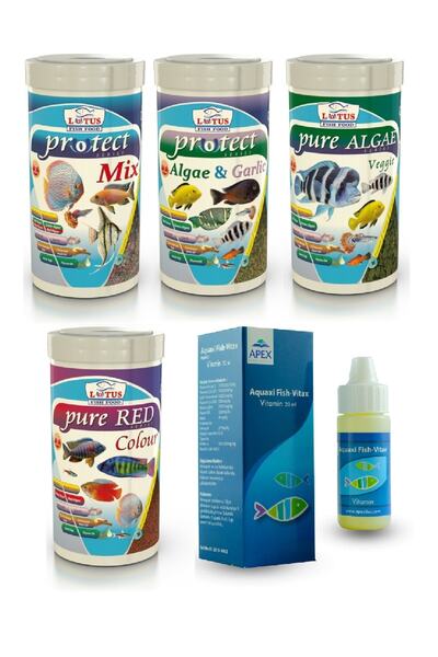 Lotus Tropical, Ciklet Cips Yem Vitamin Seti, 250 Ml Mix, Algae Garlic, Algae...