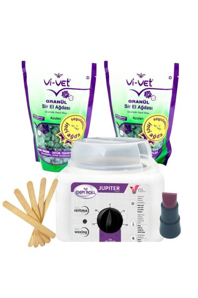 Vi-vet Azulen Inci Boncuk Ağda 2 Adet + Vivol Depirol Ağda Isıtıcı Makinesi A...