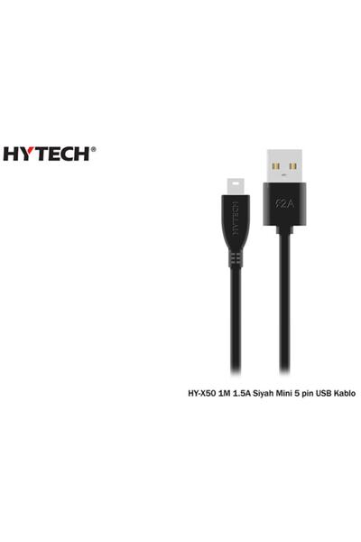 Hytech Hy-x50 Usb Mini 5pin 1m 1.5a Siyah Şarj Kab