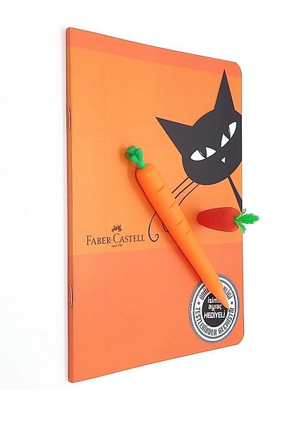 Faber Castell A5 Pp Cover Notebook 60 Yp Checkered And Carrot Versatil 0.7 And Carrot Eraser