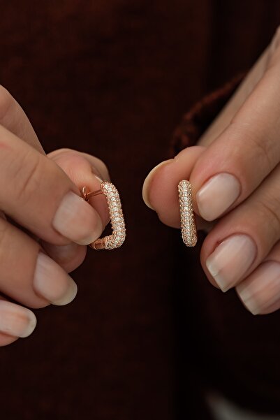 Nereze 925 Ayar Zirkon Taşlı Dörtgen Küpe Gümüş Küpe