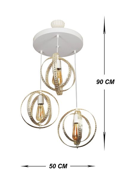 VENON Lighting Olivia 3-Plus Pendant Lamp Case White Chrome Chandelier