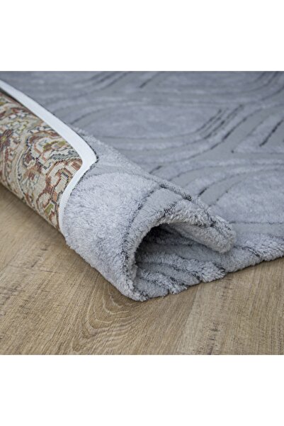 Hakan Lastikli Halı Örtüsü Damla Gri