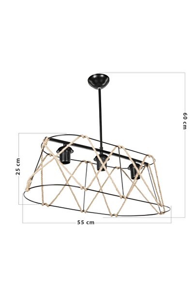 Modelight Selva 3lü Oval Avize Halatlı