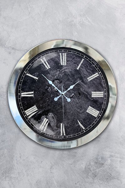 Platin Saat هدية ساعة حائط من الرخام الروماني المعدني مقاس 36 سم من الكروم