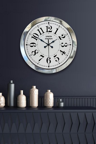 Kasva Concept Gift 36 cm Chrome Metal Classic Wall Clock