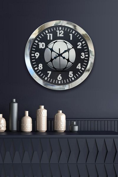 Kasva Concept 36 cm Chrome Metal Soccer Ball Wall Clock