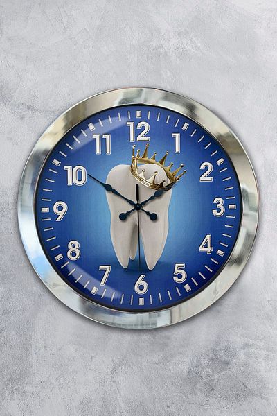 Kasva Concept Gift 36 cm Chrome Metal Dentist Wall Clock