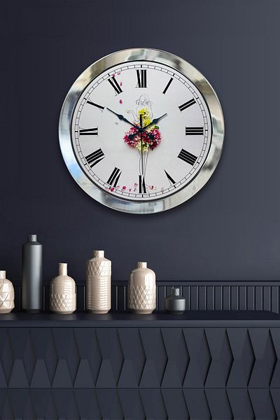 Kasva Concept Gift 36 cm Chrome Metal Ballerina Wall Clock